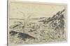 Perspective Print:Whale Catching at Kumano Sea-Shoreu, Late 18th Century-Utagawa Toyoharu-Stretched Canvas