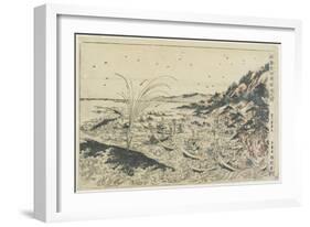 Perspective Print:Whale Catching at Kumano Sea-Shoreu, Late 18th Century-Utagawa Toyoharu-Framed Giclee Print