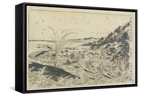 Perspective Print:Whale Catching at Kumano Sea-Shoreu, Late 18th Century-Utagawa Toyoharu-Framed Stretched Canvas
