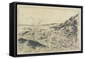 Perspective Print:Whale Catching at Kumano Sea-Shoreu, Late 18th Century-Utagawa Toyoharu-Framed Stretched Canvas