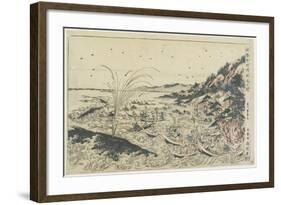 Perspective Print:Whale Catching at Kumano Sea-Shoreu, Late 18th Century-Utagawa Toyoharu-Framed Giclee Print