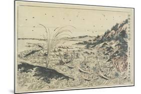 Perspective Print:Whale Catching at Kumano Sea-Shoreu, Late 18th Century-Utagawa Toyoharu-Mounted Giclee Print