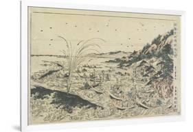 Perspective Print:Whale Catching at Kumano Sea-Shoreu, Late 18th Century-Utagawa Toyoharu-Framed Giclee Print