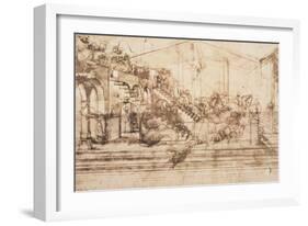 Perspective Study For the Background of the Adoration of the Magi-Leonardo da Vinci-Framed Giclee Print