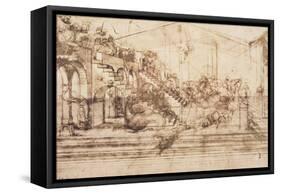 Perspective Study For the Background of the Adoration of the Magi-Leonardo da Vinci-Framed Stretched Canvas