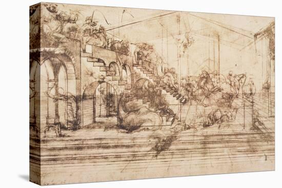 Perspective Study For the Background of the Adoration of the Magi-Leonardo da Vinci-Stretched Canvas