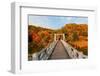 Perspective View from an Old Bridge Bathed in Sunlight on a Sunny Autumn Day, with Beautiful Fall C-Aaron Chen PS2-Framed Photographic Print