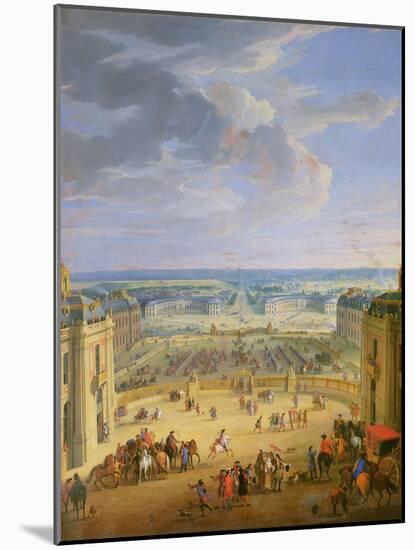 Perspective View from the Chateau of Versailles of the Place D'Armes and the Stables, 1688-Jean-Baptiste Martin-Mounted Giclee Print