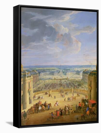 Perspective View from the Chateau of Versailles of the Place D'Armes and the Stables, 1688-Jean-Baptiste Martin-Framed Stretched Canvas