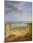 Perspective View from the Chateau of Versailles of the Place D'Armes and the Stables, 1688-Jean-Baptiste Martin-Mounted Giclee Print
