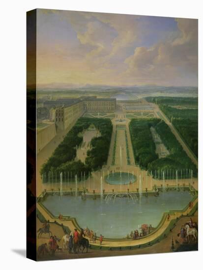 Perspective View of the Chateau of Versailles Seen from the Neptune Fountain, 1696-Jean-Baptiste Martin-Stretched Canvas