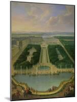 Perspective View of the Chateau of Versailles Seen from the Neptune Fountain, 1696-Jean-Baptiste Martin-Mounted Giclee Print