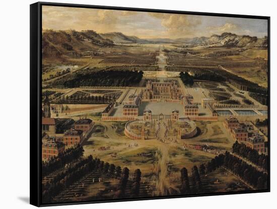 Perspective View of the Gardens and Chateau of Versailles Seen from the Paris Avenue, 1668-Pierre Patel-Framed Stretched Canvas