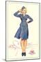 Pert Uniformed Stewardess Saluting-null-Mounted Art Print