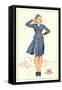 Pert Uniformed Stewardess Saluting-null-Framed Stretched Canvas