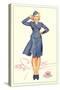 Pert Uniformed Stewardess Saluting-null-Stretched Canvas