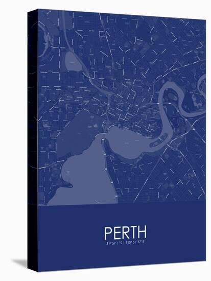 Perth, Australia Blue Map-null-Stretched Canvas