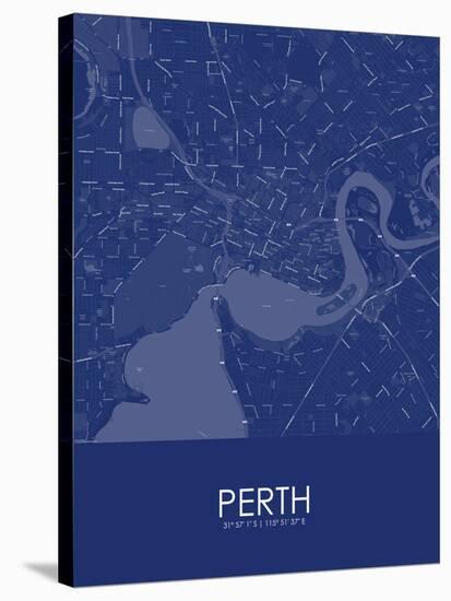 Perth, Australia Blue Map-null-Stretched Canvas