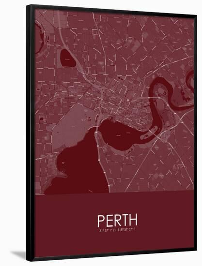 Perth, Australia Red Map-null-Framed Poster