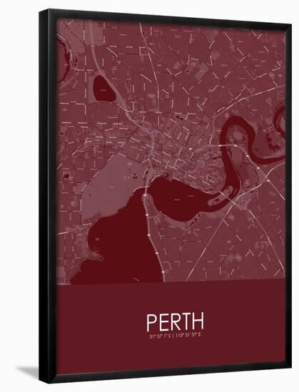 Perth, Australia Red Map-null-Framed Poster