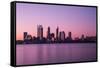 Perth City Skyline at Night-kjekol-Framed Stretched Canvas