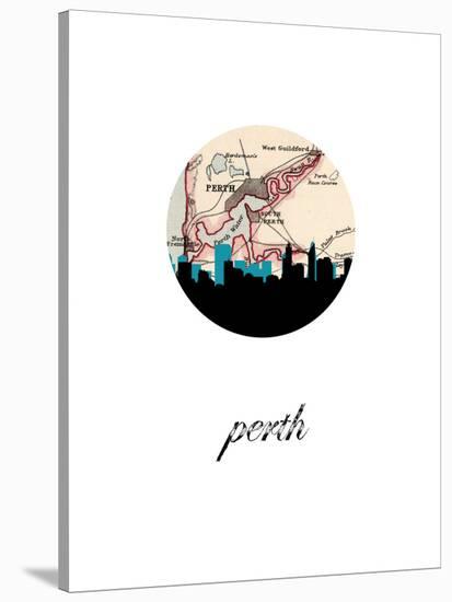 Perth Map Skyline-Paperfinch 0-Stretched Canvas