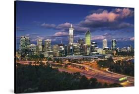 Perth Skyline at Dusk-Jon Hicks-Stretched Canvas