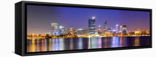 Perth Skyline at Night-demerzel21-Framed Stretched Canvas