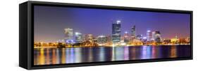 Perth Skyline at Night-demerzel21-Framed Stretched Canvas