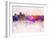 Perth Skyline in Watercolor Background-paulrommer-Framed Art Print