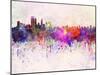 Perth Skyline in Watercolor Background-paulrommer-Mounted Art Print