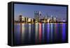 Perth, Western Australia, Viewed at Night Reflected in the Swan River.-Robyn Mackenzie-Framed Stretched Canvas