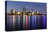 Perth, Western Australia, Viewed at Night Reflected in the Swan River.-Robyn Mackenzie-Stretched Canvas