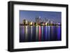 Perth, Western Australia, Viewed at Night Reflected in the Swan River.-Robyn Mackenzie-Framed Photographic Print