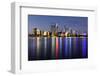 Perth, Western Australia, Viewed at Night Reflected in the Swan River.-Robyn Mackenzie-Framed Photographic Print