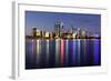 Perth, Western Australia, Viewed at Night Reflected in the Swan River.-Robyn Mackenzie-Framed Photographic Print