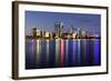 Perth, Western Australia, Viewed at Night Reflected in the Swan River.-Robyn Mackenzie-Framed Photographic Print