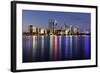 Perth, Western Australia, Viewed at Night Reflected in the Swan River.-Robyn Mackenzie-Framed Photographic Print