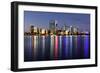 Perth, Western Australia, Viewed at Night Reflected in the Swan River.-Robyn Mackenzie-Framed Photographic Print