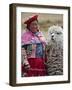 Peru, a Female with an Alpaca at Abra La Raya-Nigel Pavitt-Framed Photographic Print