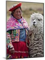 Peru, a Female with an Alpaca at Abra La Raya-Nigel Pavitt-Mounted Photographic Print