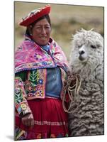 Peru, a Female with an Alpaca at Abra La Raya-Nigel Pavitt-Mounted Photographic Print