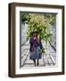 Peru, a Woman with a Load of Maize Stalks to Feed to Her Pigs Crosses the Urubamba River-Nigel Pavitt-Framed Photographic Print