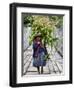 Peru, a Woman with a Load of Maize Stalks to Feed to Her Pigs Crosses the Urubamba River-Nigel Pavitt-Framed Photographic Print