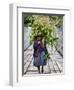 Peru, a Woman with a Load of Maize Stalks to Feed to Her Pigs Crosses the Urubamba River-Nigel Pavitt-Framed Photographic Print