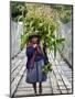 Peru, a Woman with a Load of Maize Stalks to Feed to Her Pigs Crosses the Urubamba River-Nigel Pavitt-Mounted Photographic Print