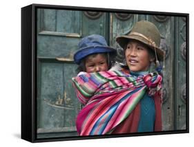 Peru, a Young Peruvian Girl-Nigel Pavitt-Framed Stretched Canvas