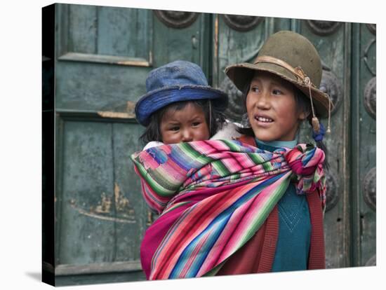 Peru, a Young Peruvian Girl-Nigel Pavitt-Stretched Canvas