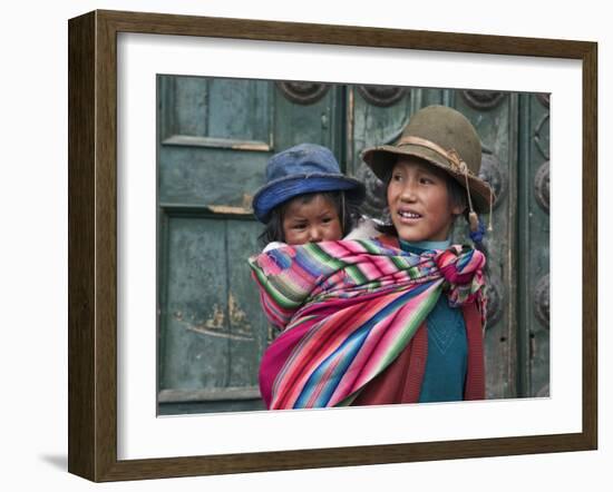 Peru, a Young Peruvian Girl-Nigel Pavitt-Framed Photographic Print