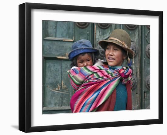 Peru, a Young Peruvian Girl-Nigel Pavitt-Framed Photographic Print